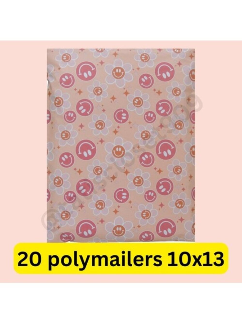 20 poly mailers smiley print self seal size 10x13
